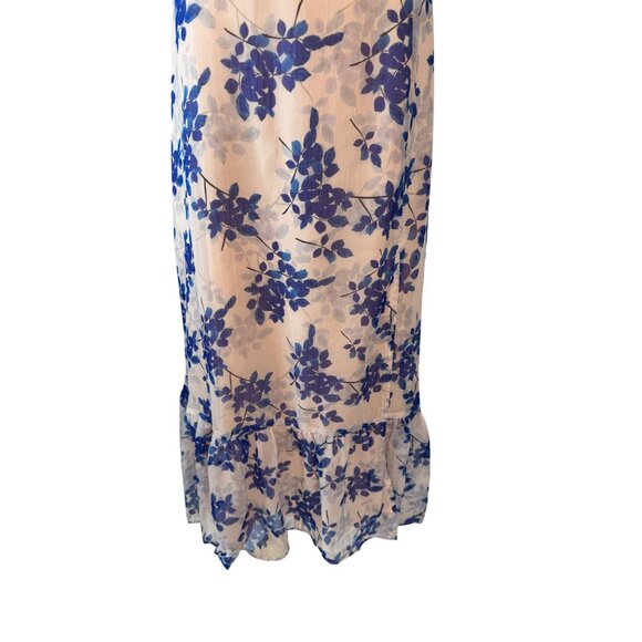 NWT ASTR The Label Medium Blush Peach/Pink Cobalt Floral Midi Dress Lightweight - Picture 6 of 16